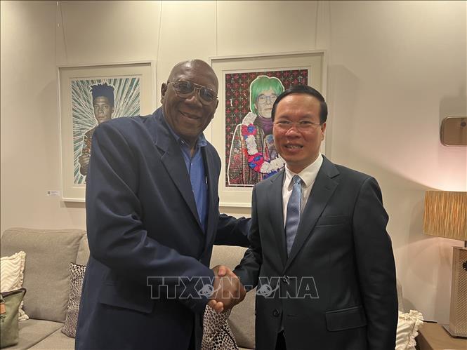 Chủ tịch nước V&otilde; Văn Thưởng gặp Ph&oacute; Chủ tịch nước Cuba Salvador Vald&eacute;s Mesa - Ảnh: TTXVN.