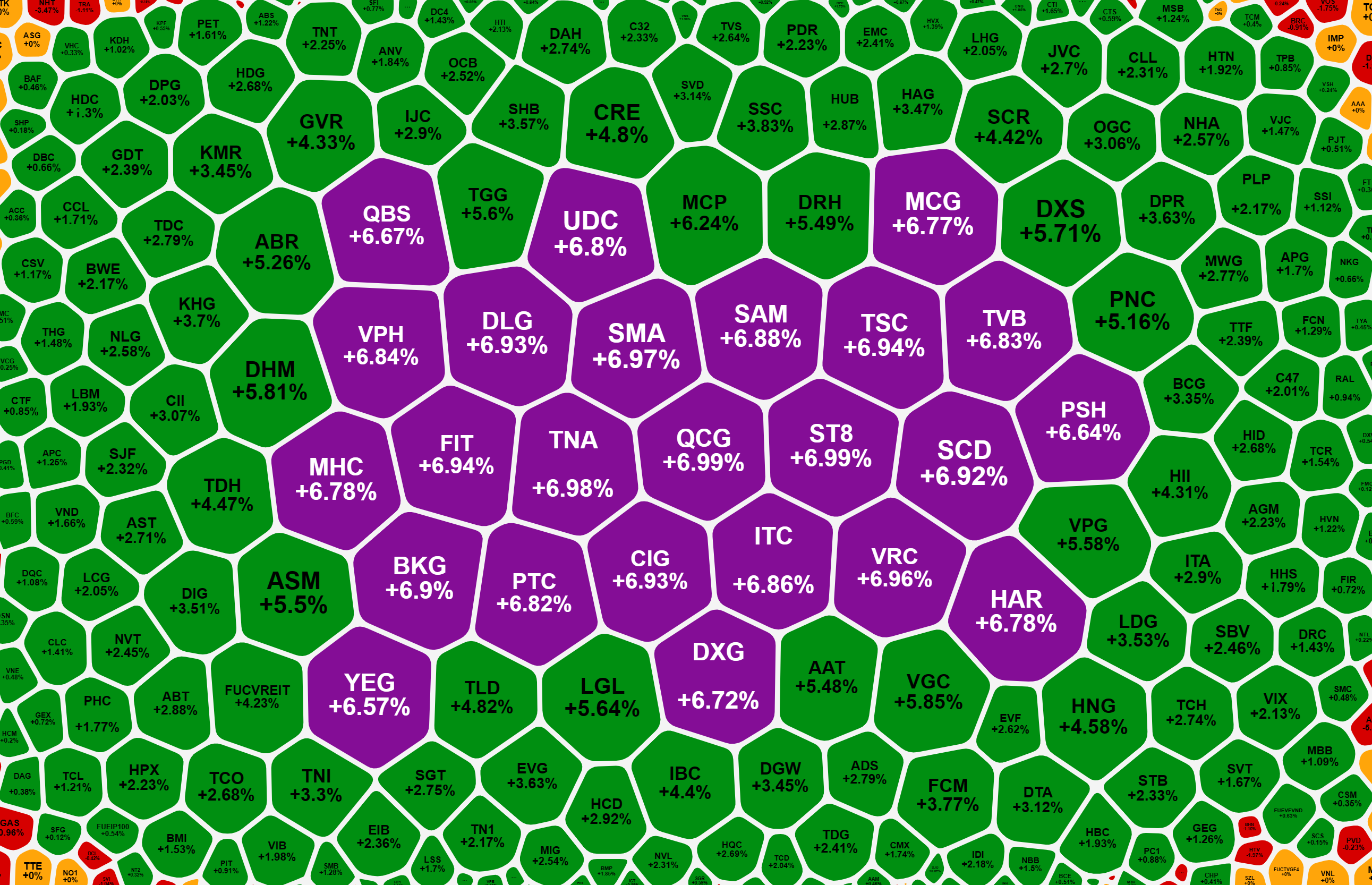 Nhóm cổ phiếu tăng mạnh nhất hôm nay toàn các mã nhỏ.