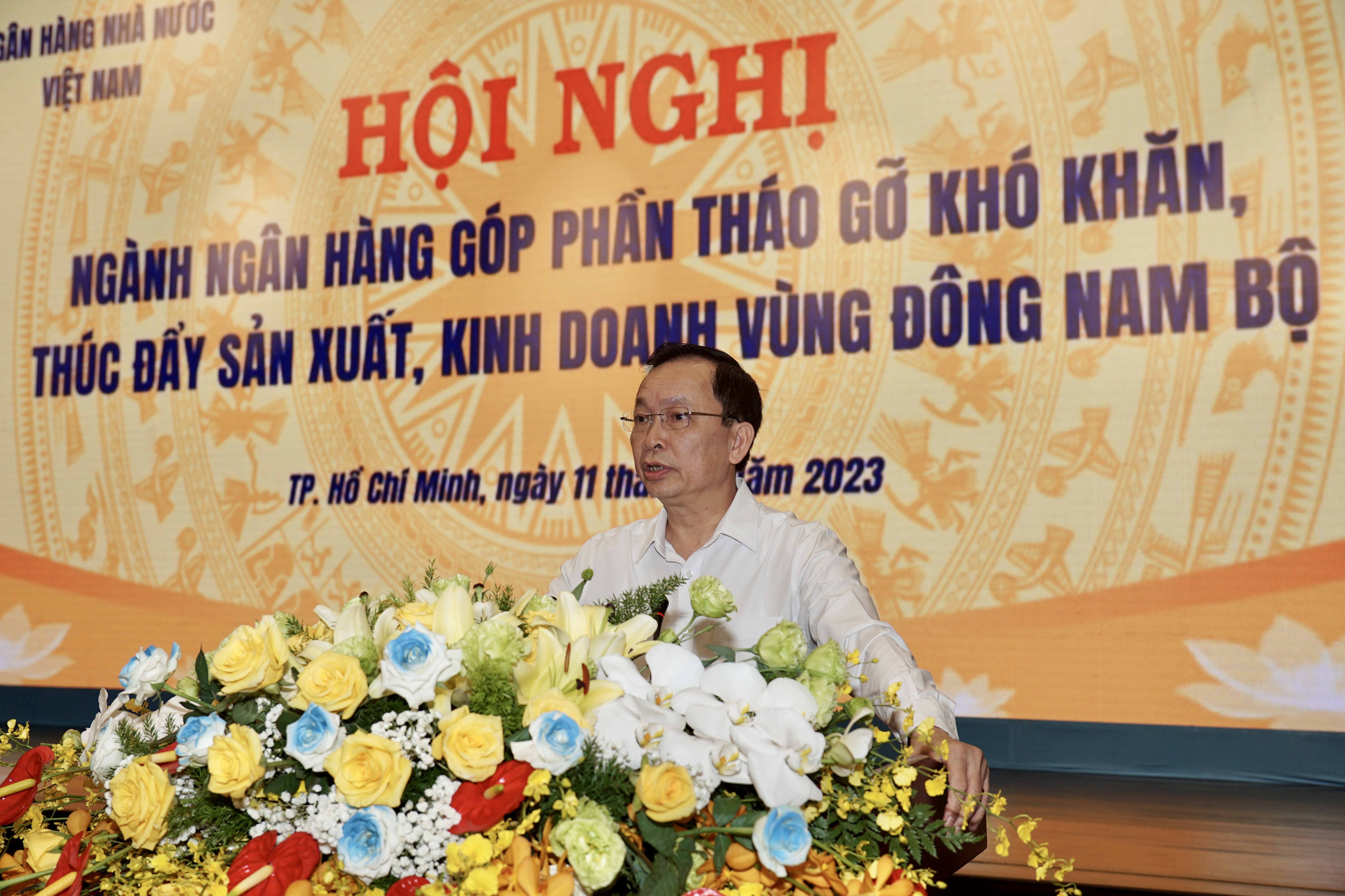 Phó Thống đốc Ngân hàng Nhà nước Đào Minh Tú phát biểu tại Hội nghị.