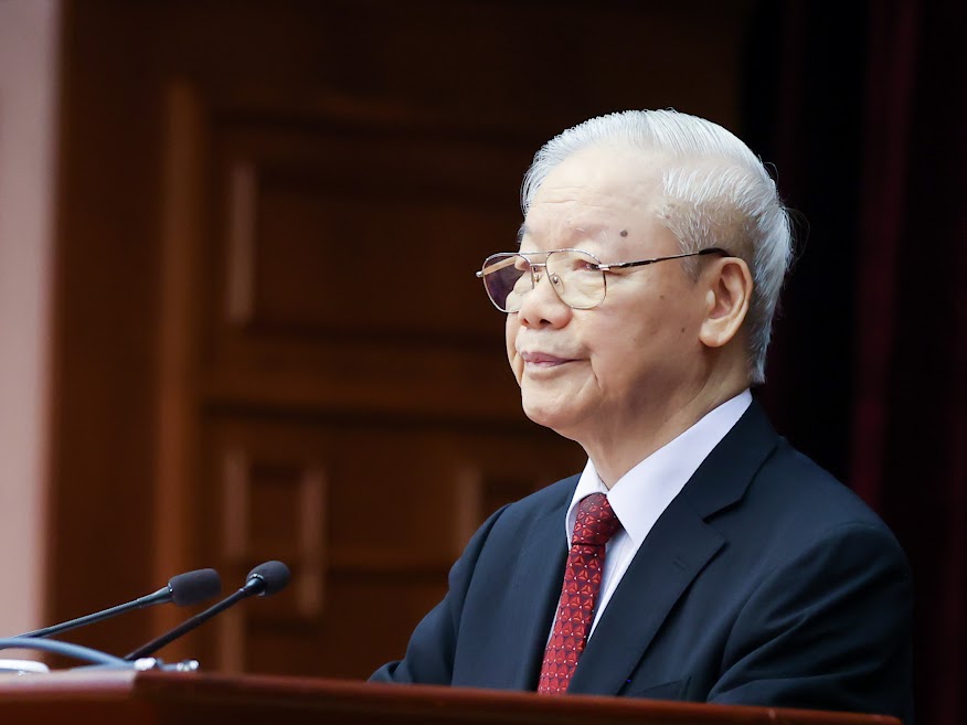 Tổng B&iacute; thư Nguyễn Ph&uacute; Trọng ph&aacute;t biểu bế mạc hội nghị - Ảnh: VGP