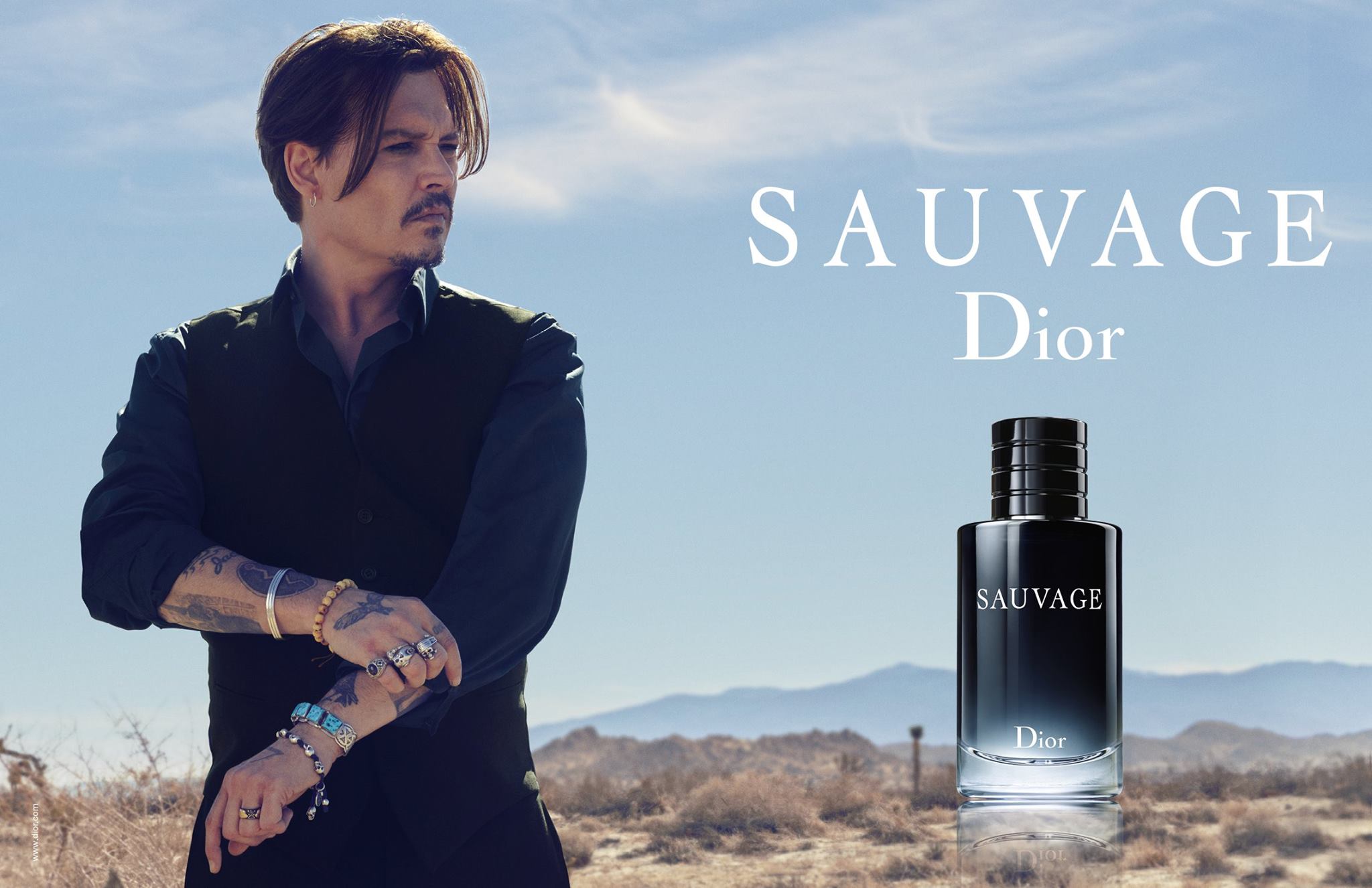 Hình ảnh của Johnny Depp trong các chiến dich quảng cáo nước hoa Dior Sauvage.