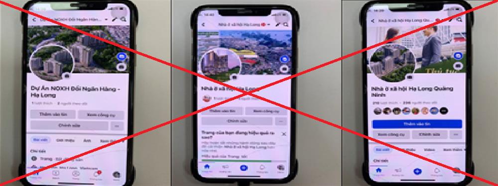 Thông tin một số trang fanpage facebook đăng tải thông tin sai sự thật về dự án nhà ở xã hội. Ảnh: Bộ Công an.