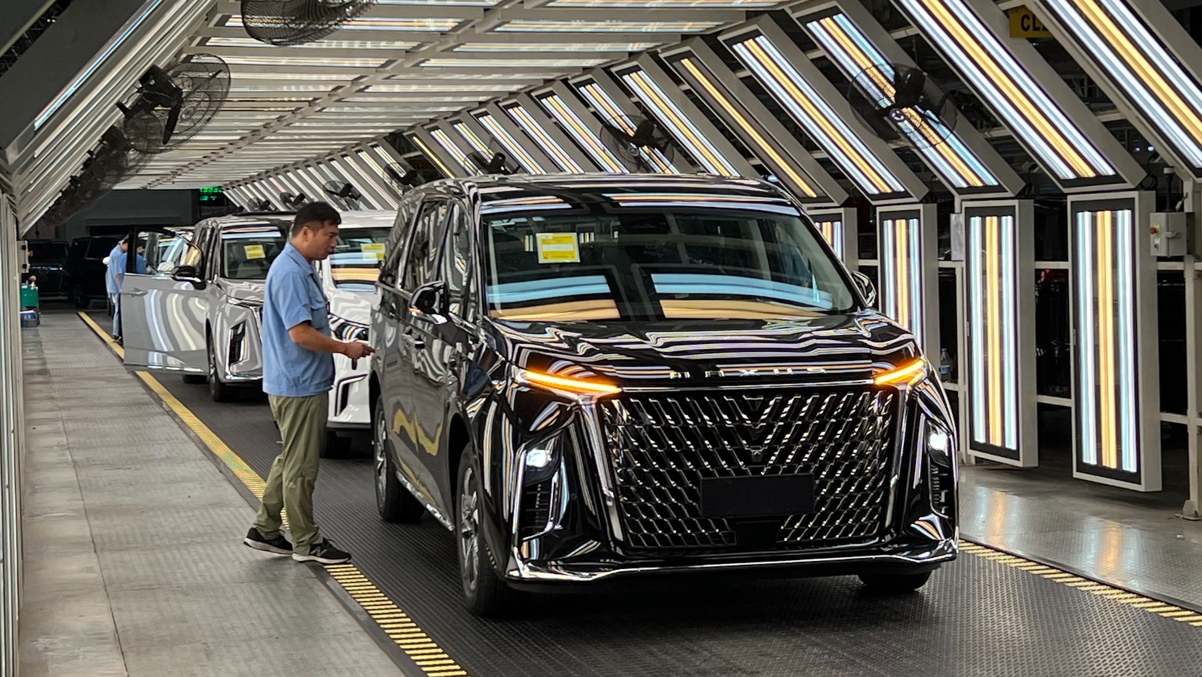 Một nhà máy SAIC Motor ở Nam Kinh, Trung Quốc. Quý 1/2023, SAIC là nhà xuất khẩu xe năng lượng mới sản xuất tại Trung Quốc lớn thứ hai, sau Tesla - Ảnh: Nikkei Asia