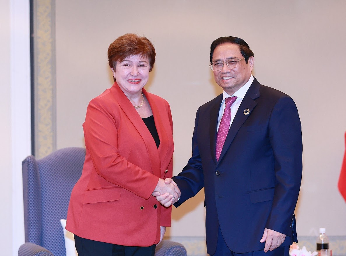 Thủ tướng Phạm Minh Chính tiếp Tổng Giám đốc IMF Kristalina Georgieva - Ảnh: VGP