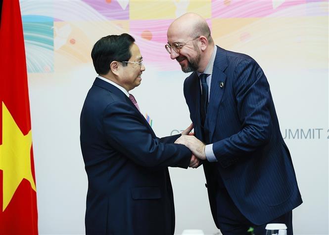 Thủ tướng gặp Chủ tịch Hội đồng châu Âu Charles Michel - Ảnh: VGP.