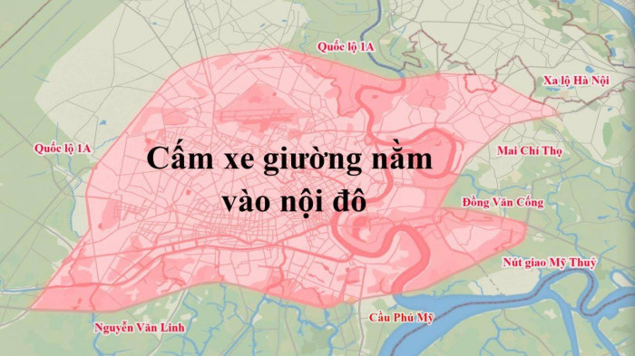 Hành lang cấm xe giường năm vào nội thành TP.HCM theo khung giờ từ 6h - 22h hàng ngày kể từ ngày 10/01/2023.