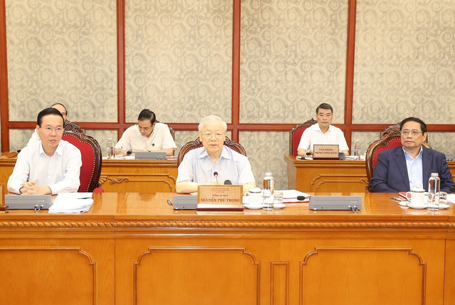Tổng Bí thư Nguyễn Phú Trọng phát biểu kết luận cuộc họp. Ảnh: TTXVN