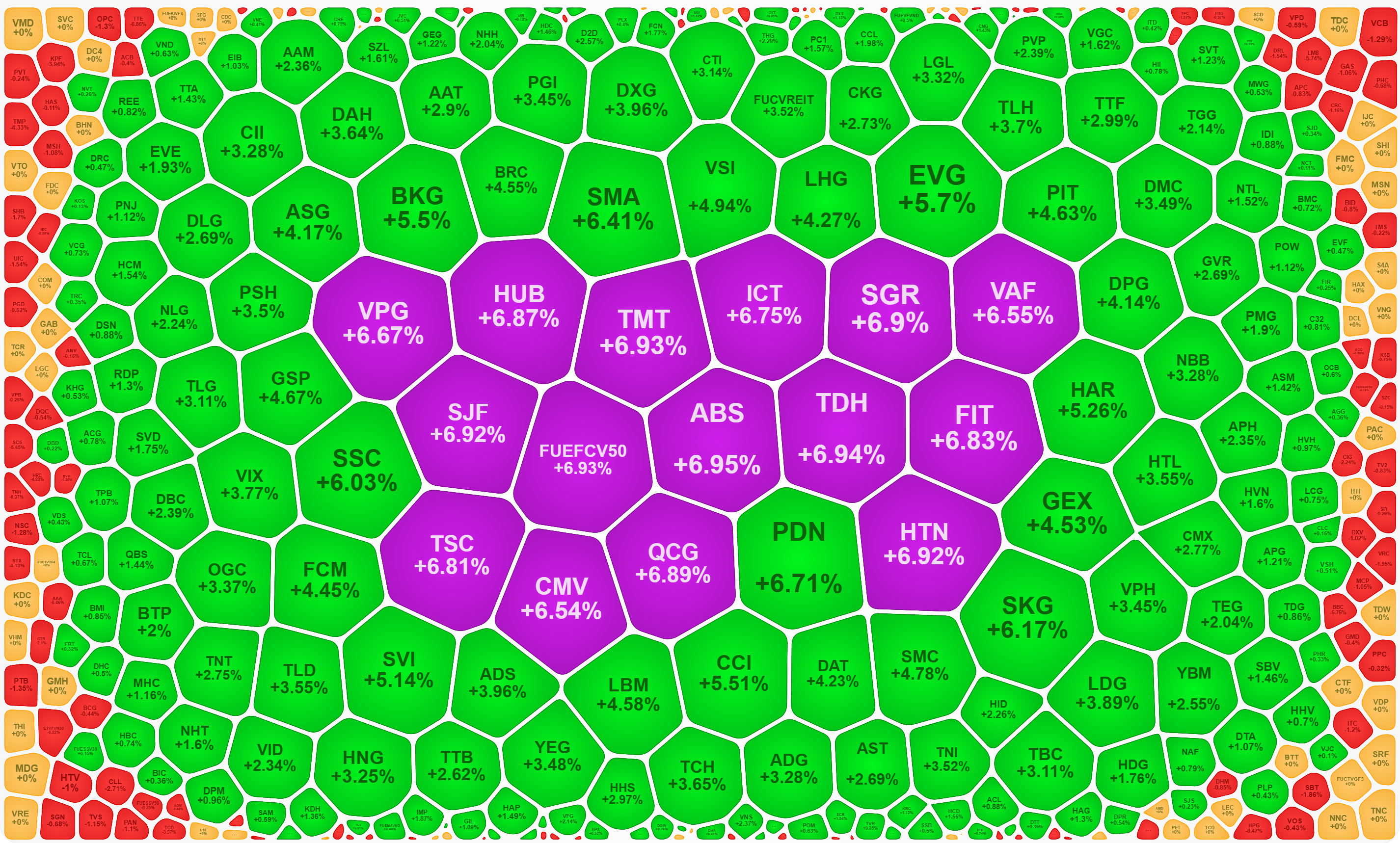 Cổ phiếu tăng giá ào ạt hôm nay, bất chấp VN-Index mất điểm.