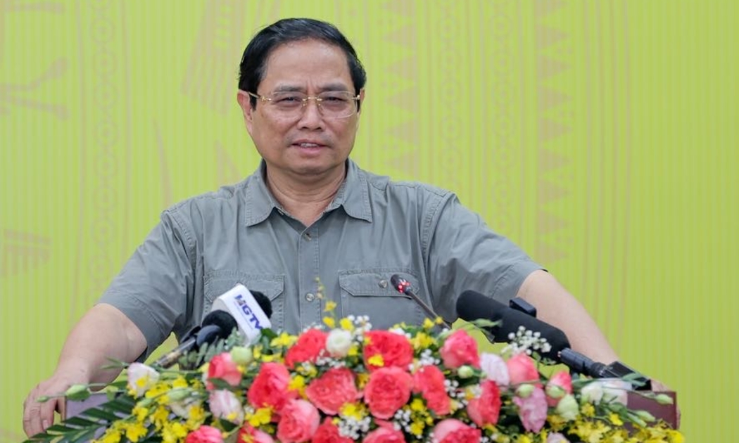 Thủ tướng làm việc với  Ban Thường vụ Tỉnh ủy Hà Giang ngày 28/5 - Ảnh: VGP