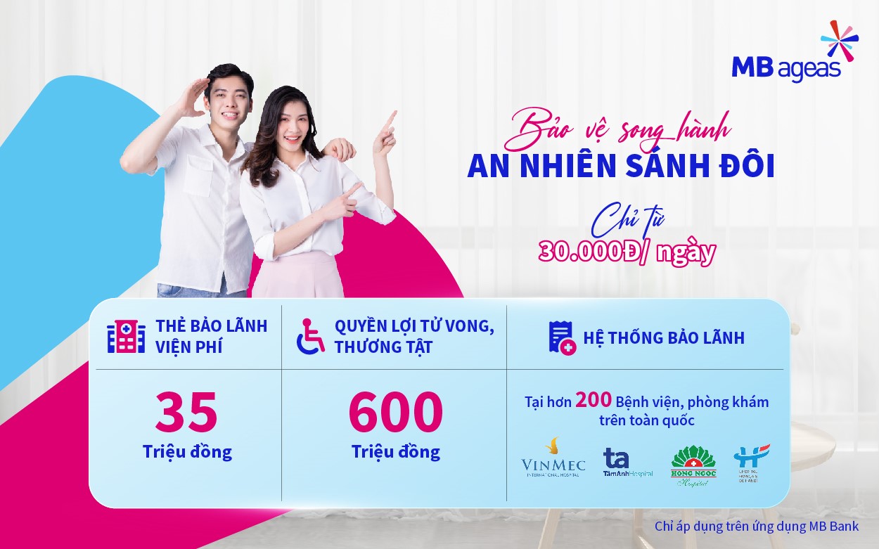 Gói sản phẩm ưu việt của MB Ageas Life được phân phối trên App MB Bank.
