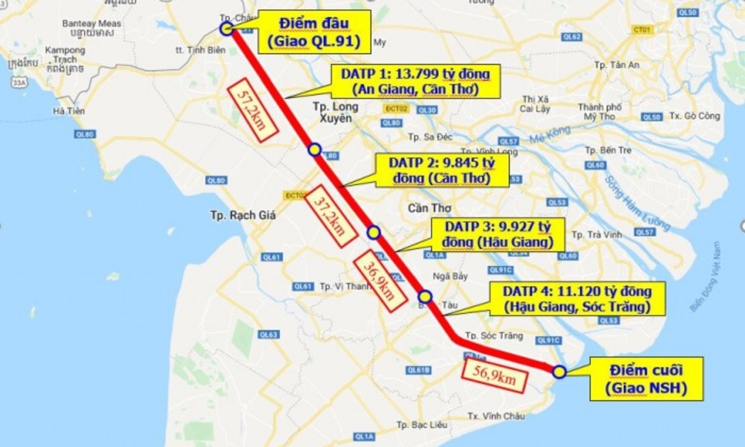Ngày 17/6 khởi công cao tốc Cần Thơ - Châu Đốc - Sóc Trăng.