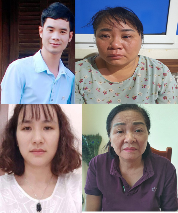 Các đối tượng trong đường dây mua bán hóa đơn GTGT bị Công an huyện Triệu Sơn bắt giữ. Ảnh: Công an tỉnh Thanh Hóa.