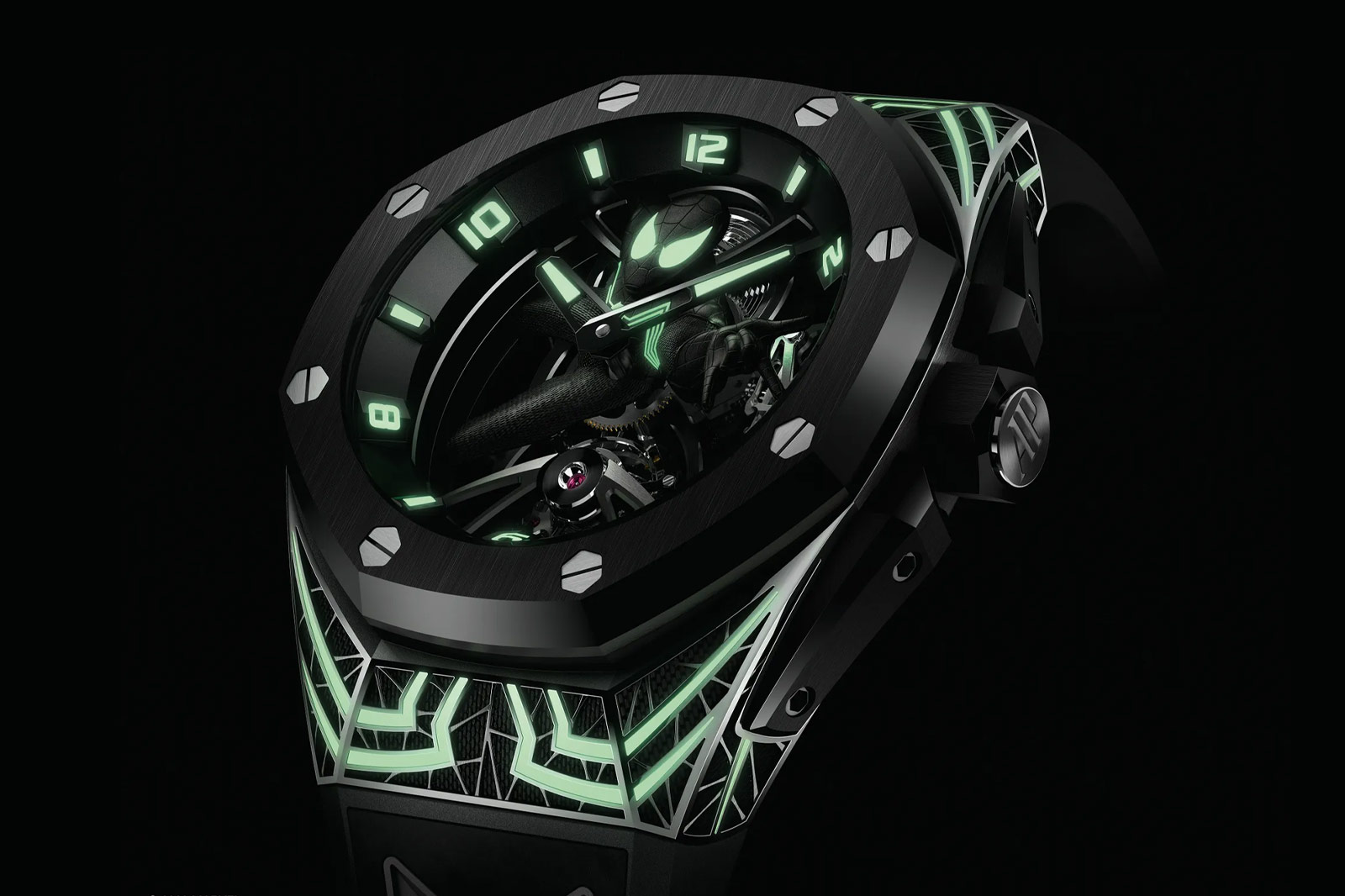 Mẫu đồng hồ độc bản Royal Oak Concept Tourbillon &ldquo;Black Suit Spider-Man&rdquo;&nbsp;sẽ được đấu gi&aacute; để thu về lợi nhuận cho c&aacute;c tổ chức từ thiện.