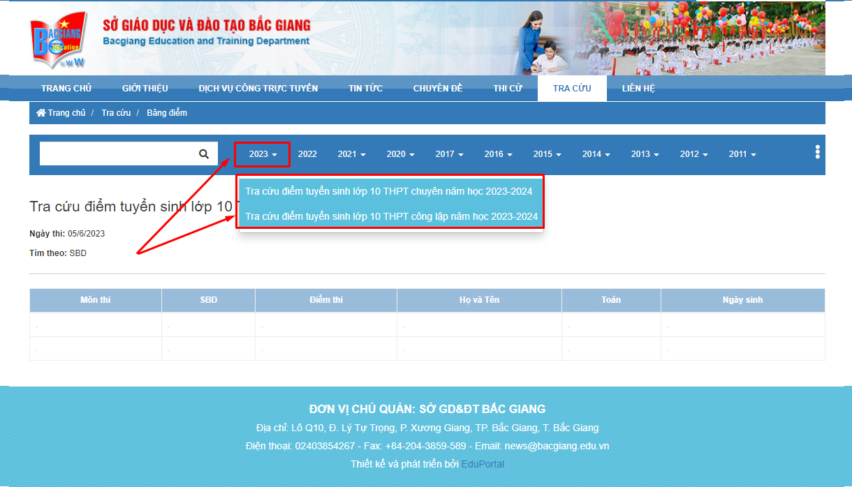 Sau khi chọn đ&uacute;ng Kỳ thi cần tra cứu điểm. Th&iacute; sinh tiến h&agrave;nh nhập ch&iacute;nh x&aacute;c số b&aacute;o danh của m&igrave;nh để tra cứu điểm.