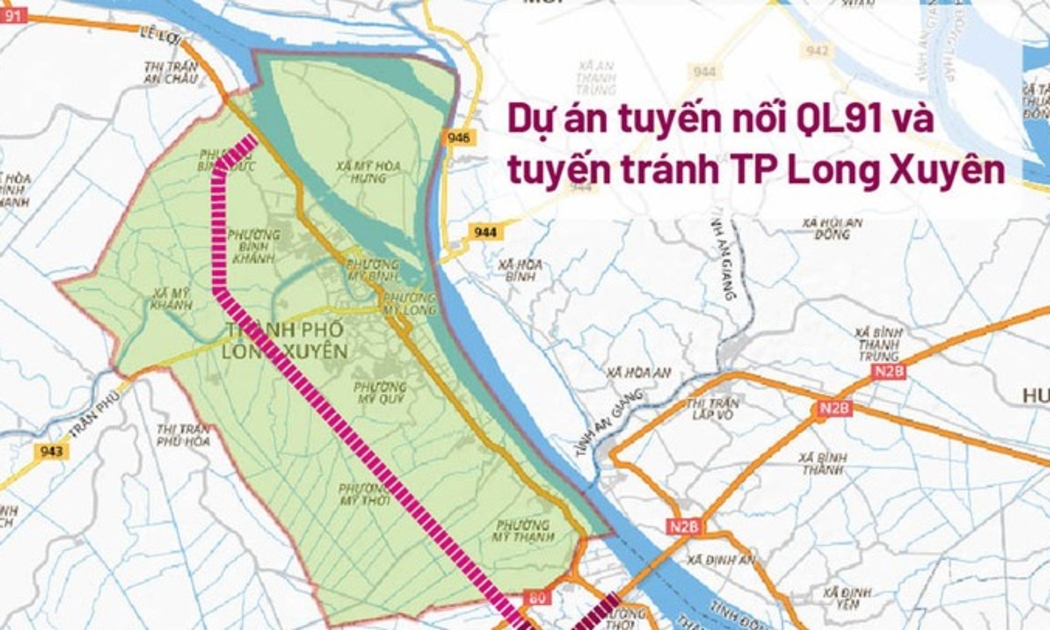 Tuyến nối Quốc lộ 91 và tuyến tránh TP. Long Xuyên dự kiến thời gian hoàn thành vào tháng 8/2023.