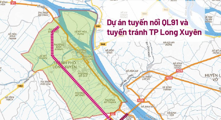 Tuyến nối Quốc lộ 91 và tuyến tránh TP. Long Xuyên dự kiến thời gian hoàn thành vào tháng 8/2023.