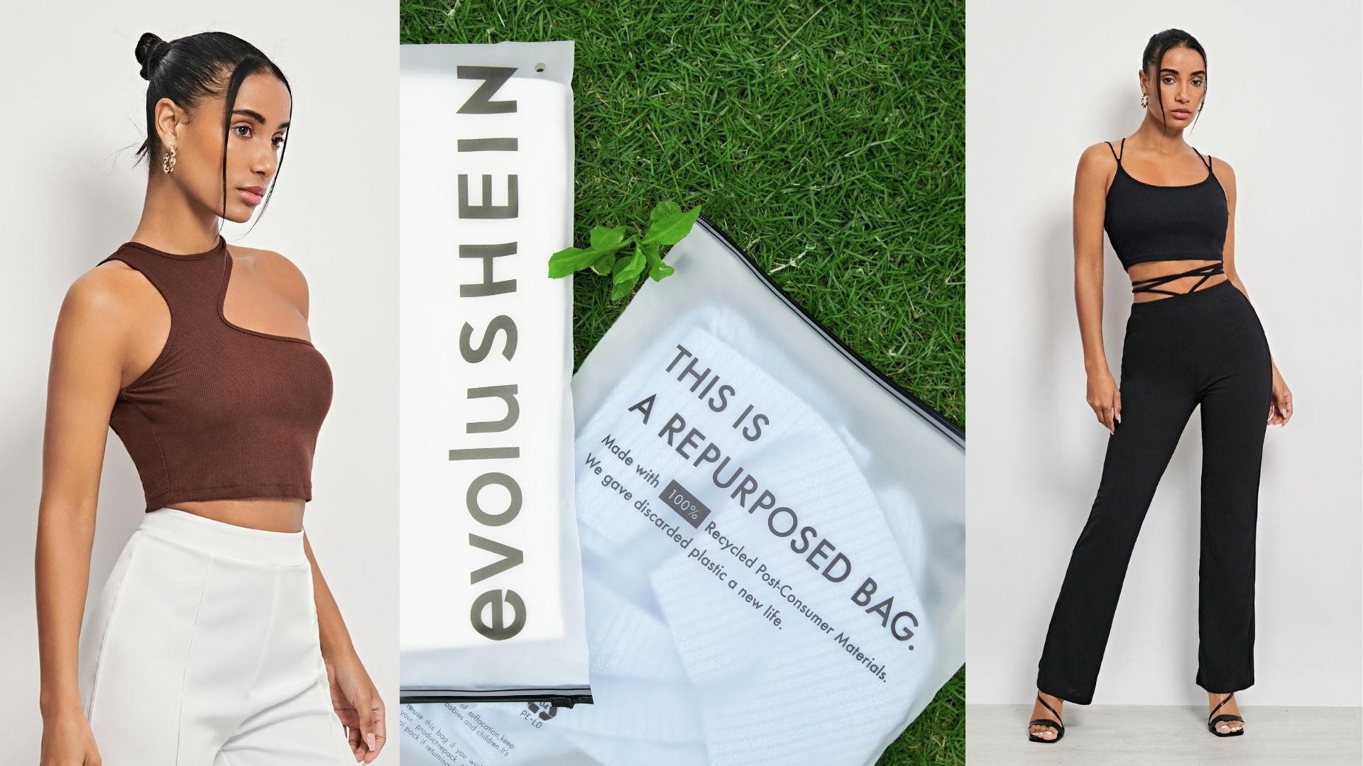 Đợt phát hành đầu tiên của trang phục evoluSHEIN sẽ có polyester tái chế - một loại sợi thu được từ rác thải nhựa.