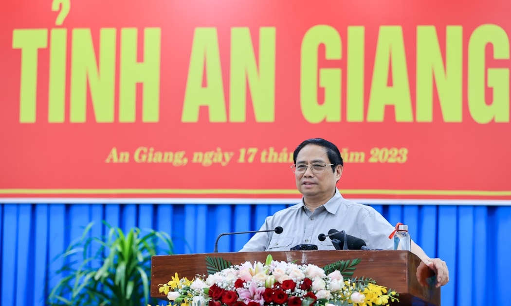 Thủ tướng Phạm Minh Chính làm việc với Ban Thường vụ Tỉnh ủy An Giang - Ảnh: VGP