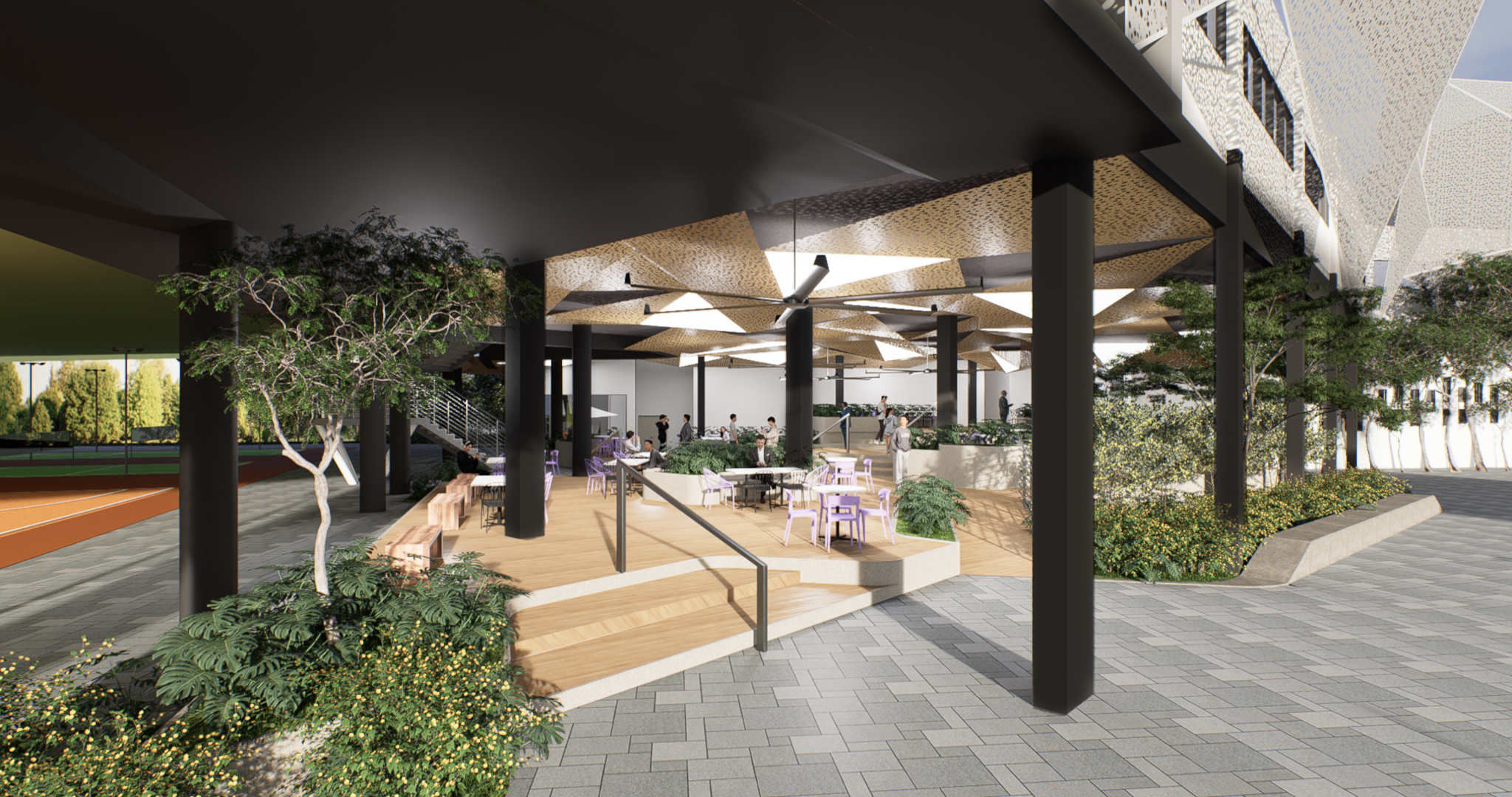 3D view of Sport Terrace Pavillion, BUV campus.
