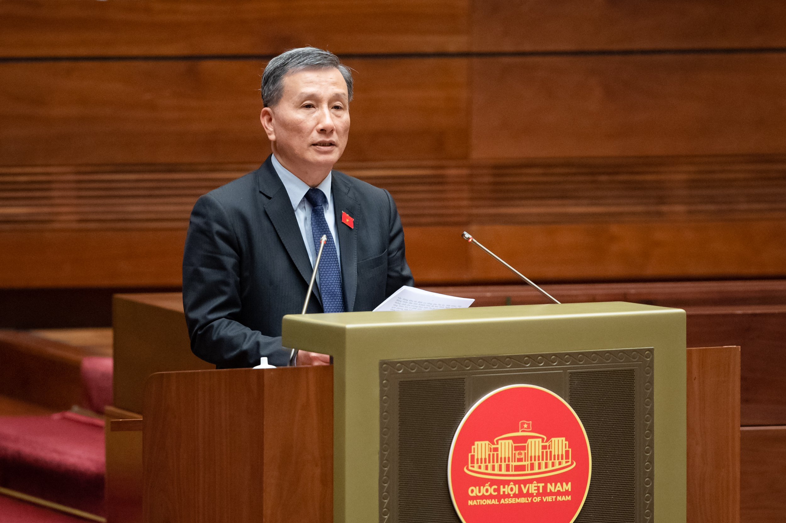 Chủ nhiệm Ủy ban Khoa học, Công nghệ và Môi trường của Quốc hội Lê Quang Huy cho biết, Ủy ban Thường vụ Quốc hội có báo cáo đầy đủ giải trình, tiếp thu, chỉnh lý dự thảo Nghị quyết. Ảnh: Quochoi.vn.