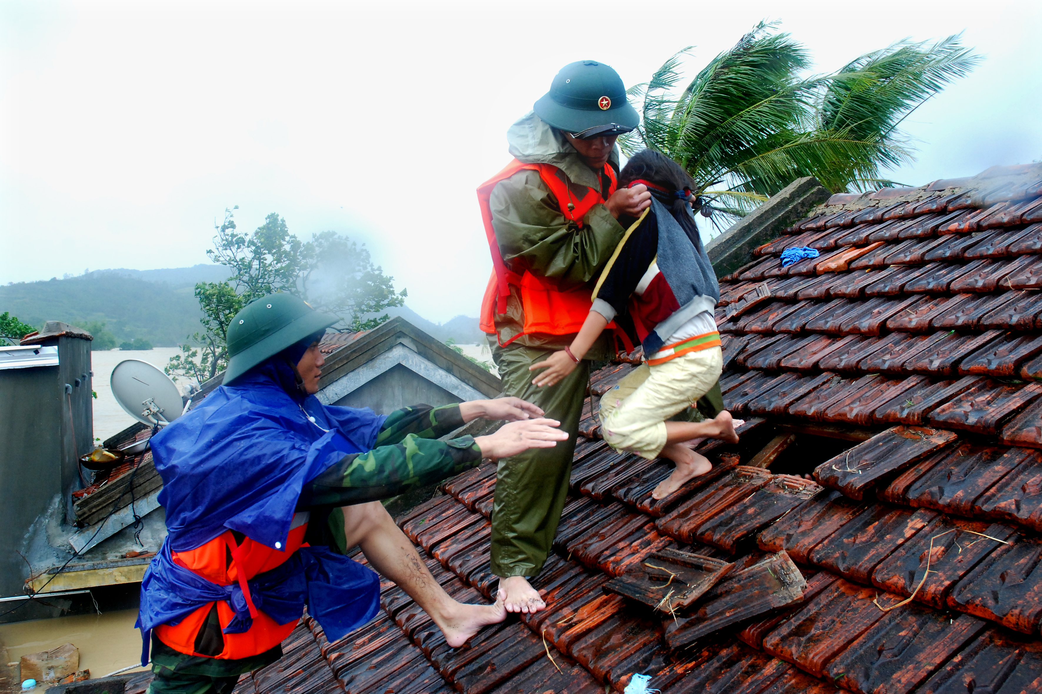 Cứu dân trong bão lũ. Tác giả: Dương Thanh Xuân.