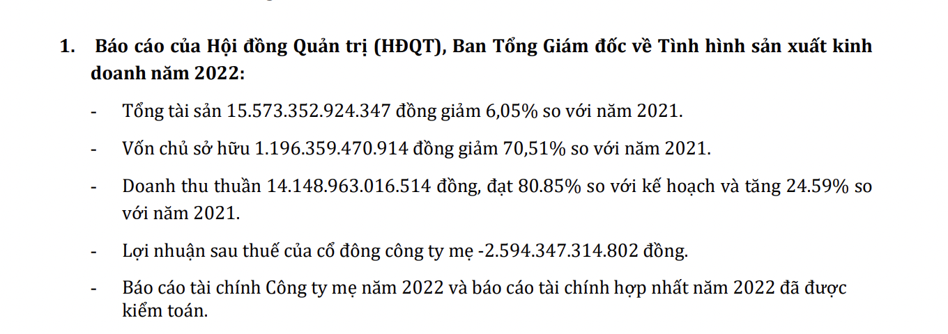 HBC báo lỗ ròng lên tới 2.600 tỷ đồng năm 2022 sau kiểm toán. 