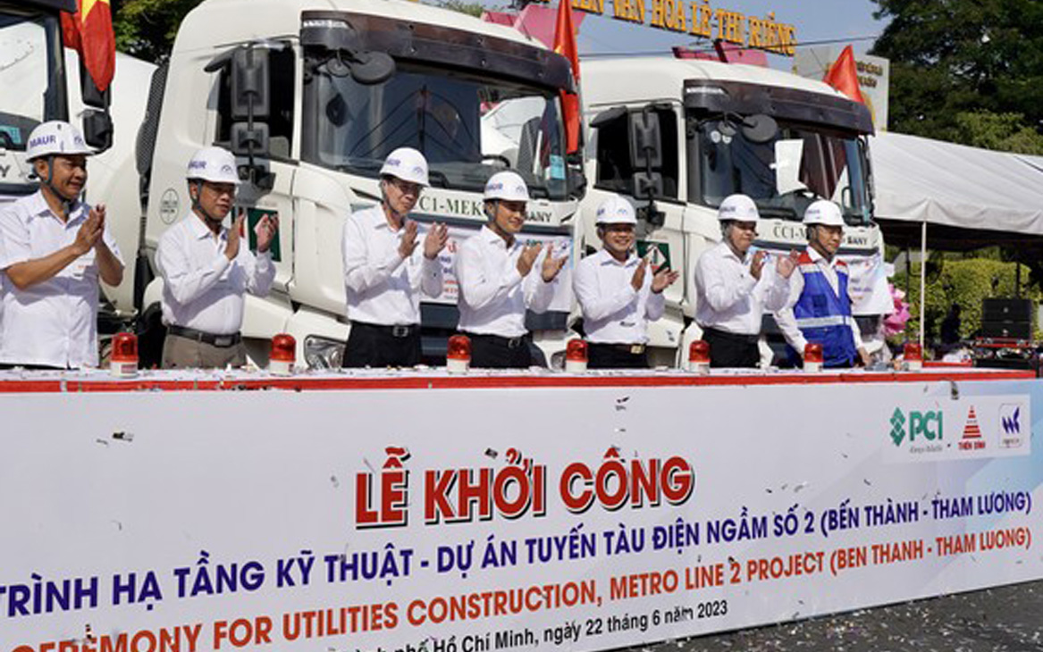 UBND TP.HCM phối hợp với MAUR tổ chức khởi công dự án metro số 2 Bến Thành - Tham Lương vào sáng 22/6/2023. Ảnh: Hoàng Hùng.