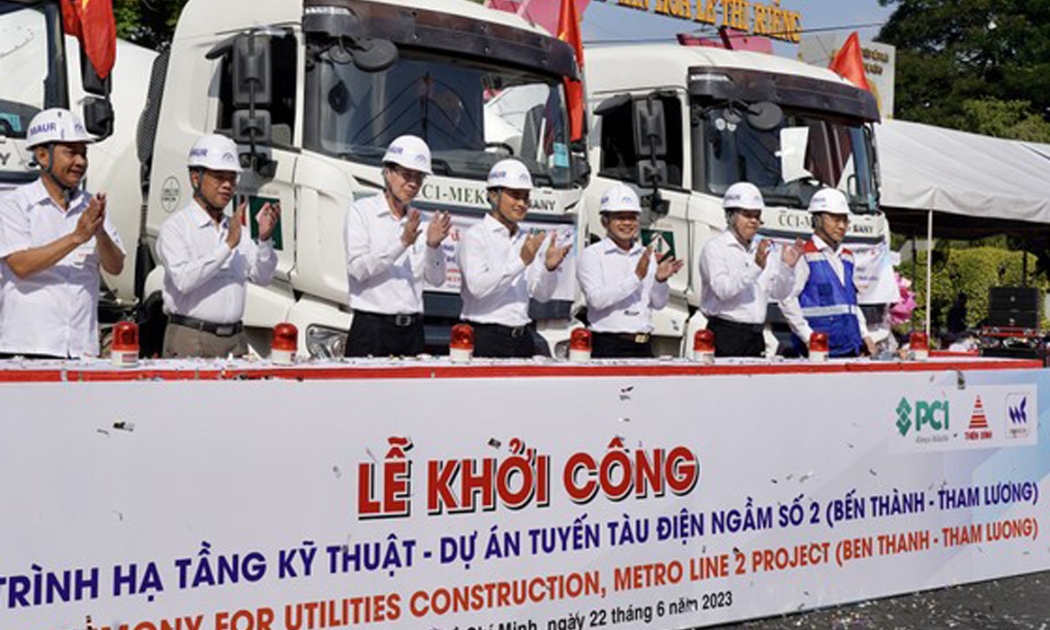UBND TP.HCM phối hợp với MAUR tổ chức khởi công dự án metro số 2 Bến Thành - Tham Lương vào sáng 22/6/2023. Ảnh: Hoàng Hùng.