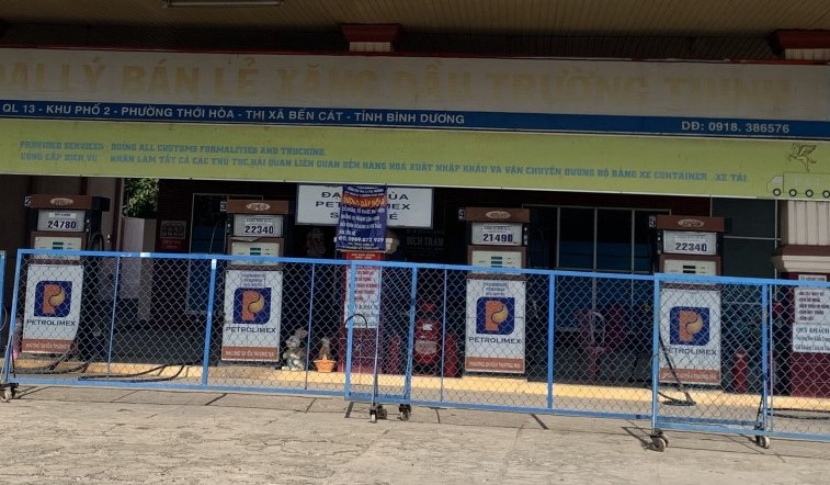 Một cây xăng tại Bình Dương bị dừng hoạt động