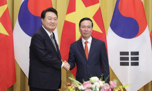 Chủ tịch nước Võ Văn Thưởng chủ trì lễ đón Tổng thống Hàn Quốc