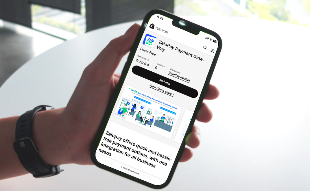 Ví điện tử ZaloPay được thanh toán trên nền tảng thương mại toàn cầu Shopify.