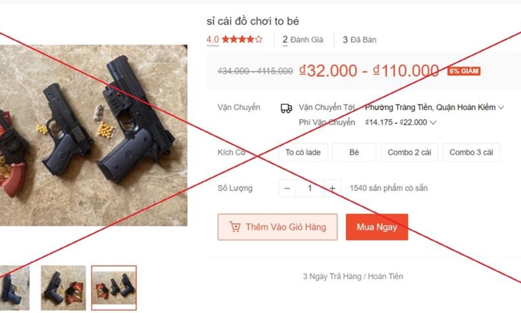 Đồ chơi bạo lực gây hại đến trẻ em được bán tràn lan trên các trang mạng. Ảnh minh họa