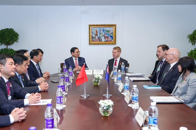 Thủ tướng Phạm Minh Chính khẳng định Việt Nam coi trọng và mong muốn thúc đẩy quan hệ Đối tác chiến lược với New Zealand - Ảnh: VGP