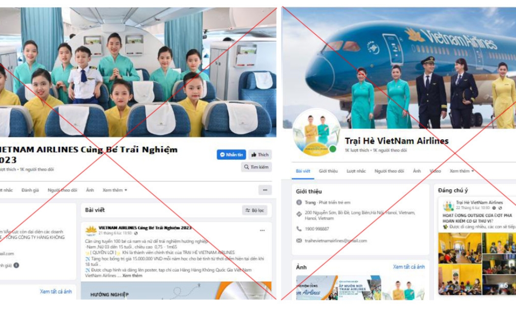 Một số trang mạng xã hội giả mạo.