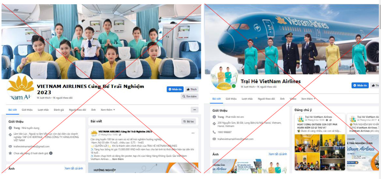 Một số trang mạng xã hội giả mạo.