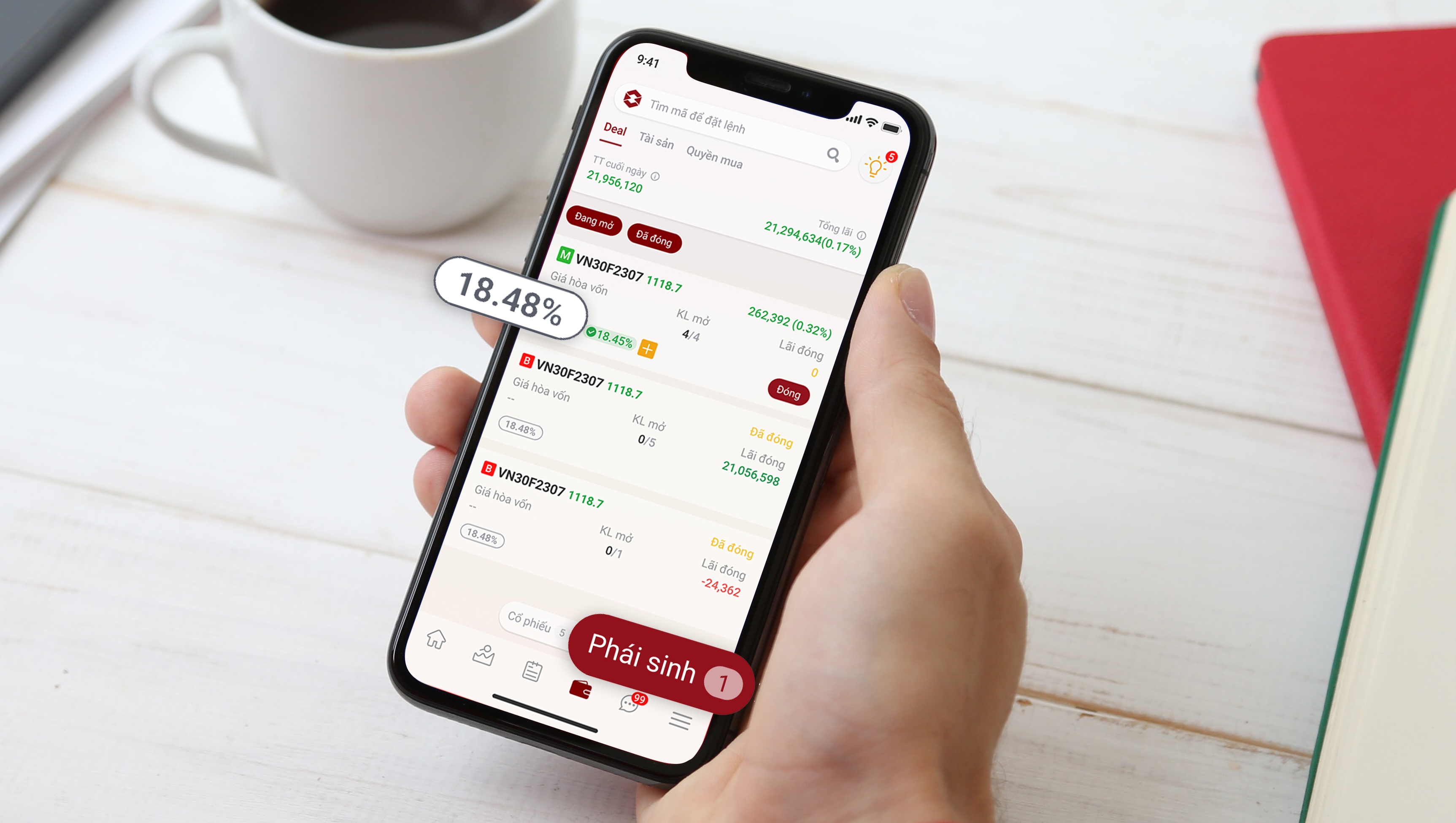 DNSE &aacute;p dụng tỷ lệ cọc mở hợp đồng chứng kho&aacute;n ph&aacute;i sinh cạnh tranh nhất thị trường, ở mức 18,48%.