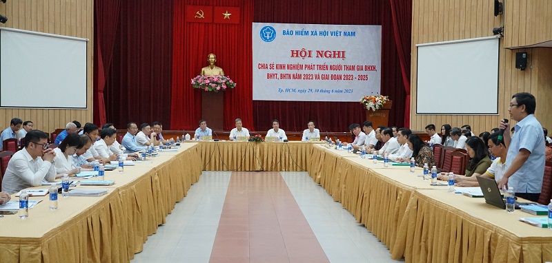 Hội nghị chia sẻ kinh nghiệm phát triển người tham gia bảo hiểm xã hội, bảo hiểm y tế, bảo hiểm thất nghiệp năm 2023. 