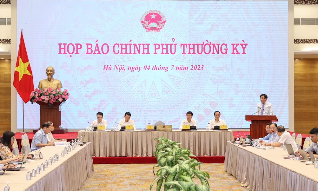 Họp báo Chính phủ thường kỳ tháng 7/2023. Ảnh: VGP/Nhật Bắc.