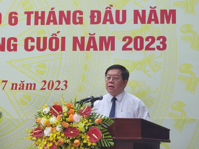 Ông Nguyễn Trọng Nghĩa, Trưởng Ban Tuyên giáo Trung ương, phát biểu chỉ đạo tại Hội nghị toàn quốc sơ kết công tác tuyên giáo 6 tháng đầu năm, triển khai nhiệm vụ 6 tháng cuối năm 2023 ngày 4/7/2023.