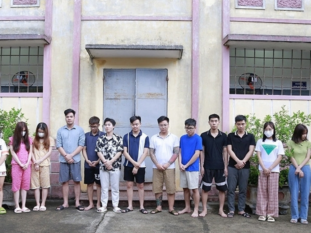 Các đối tượng bị bắt giữ. Ảnh: Cổng thông tin Công an tỉnh Hà Tĩnh.