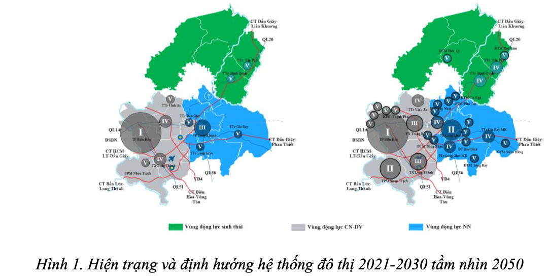 Hiện trạng và định hướng hệ th&ocirc;́ng đô thị 2021-2030 t&acirc;̀m nhìn 2050 của tỉnh Đồng Nai - Nguồn:&nbsp;Roland Berger.