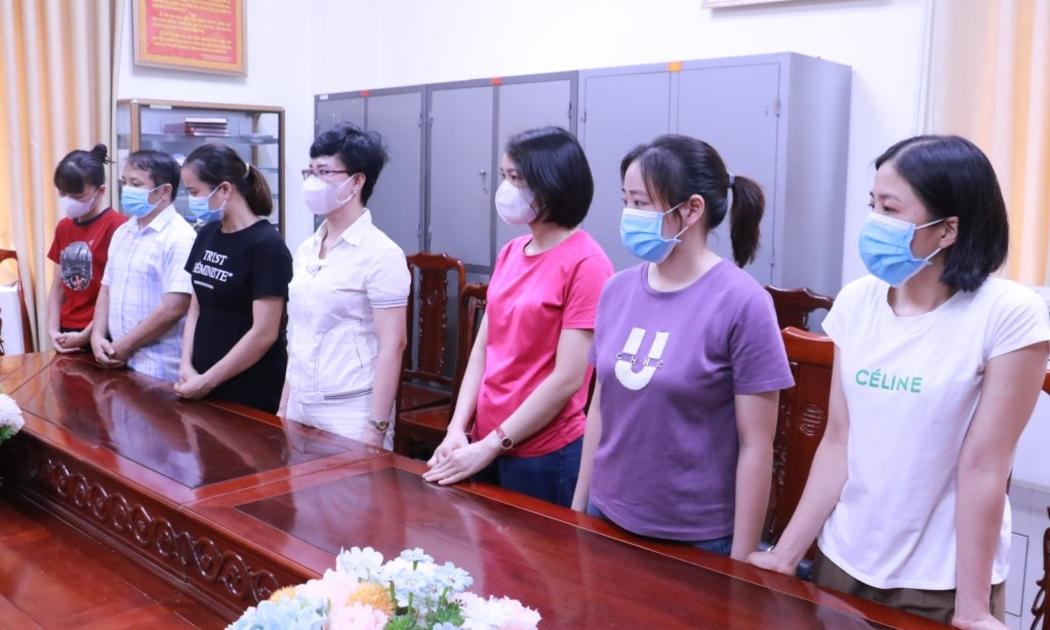 Các đối tượng tại cơ quan Công an. Ảnh: Cổng thông tin Công an tỉnh Nghệ An.