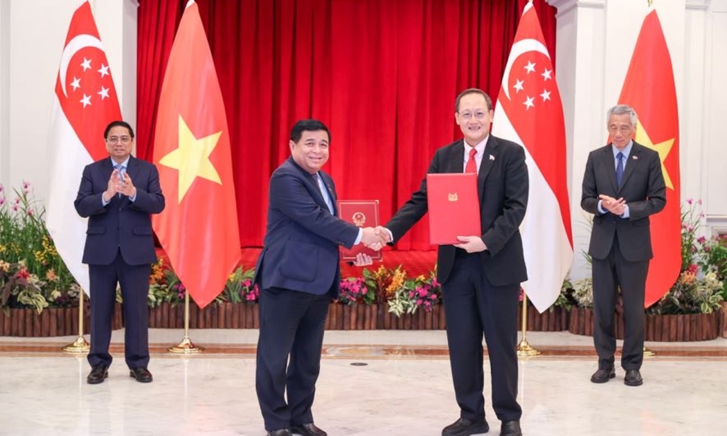 Bản ghi nhớ giữa hai Chính phủ về việc thiết lập Quan hệ Đối tác Kinh tế xanh - Kinh tế số Việt Nam – Singapore được ký kết vào ngày 9/2/2023.
