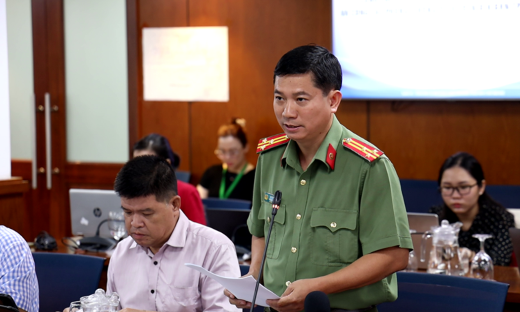 Thượng tá Lê Mạnh Hà, Phó trưởng Phòng Tham mưu Công an TP.HCM thông tin tại họp báo chiều 3/8.