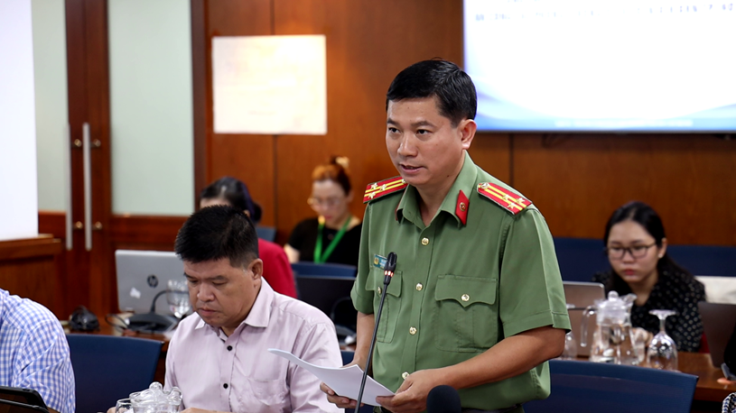 Thượng tá Lê Mạnh Hà, Phó trưởng Phòng Tham mưu Công an TP.HCM thông tin tại họp báo chiều 3/8.