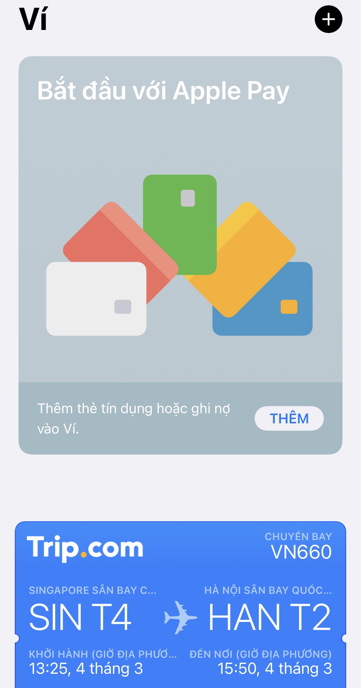 Ở Apple Wallet, người dùng còn có thể thêm thông tin chuyến bay, thẻ phương tiện công cộng.  