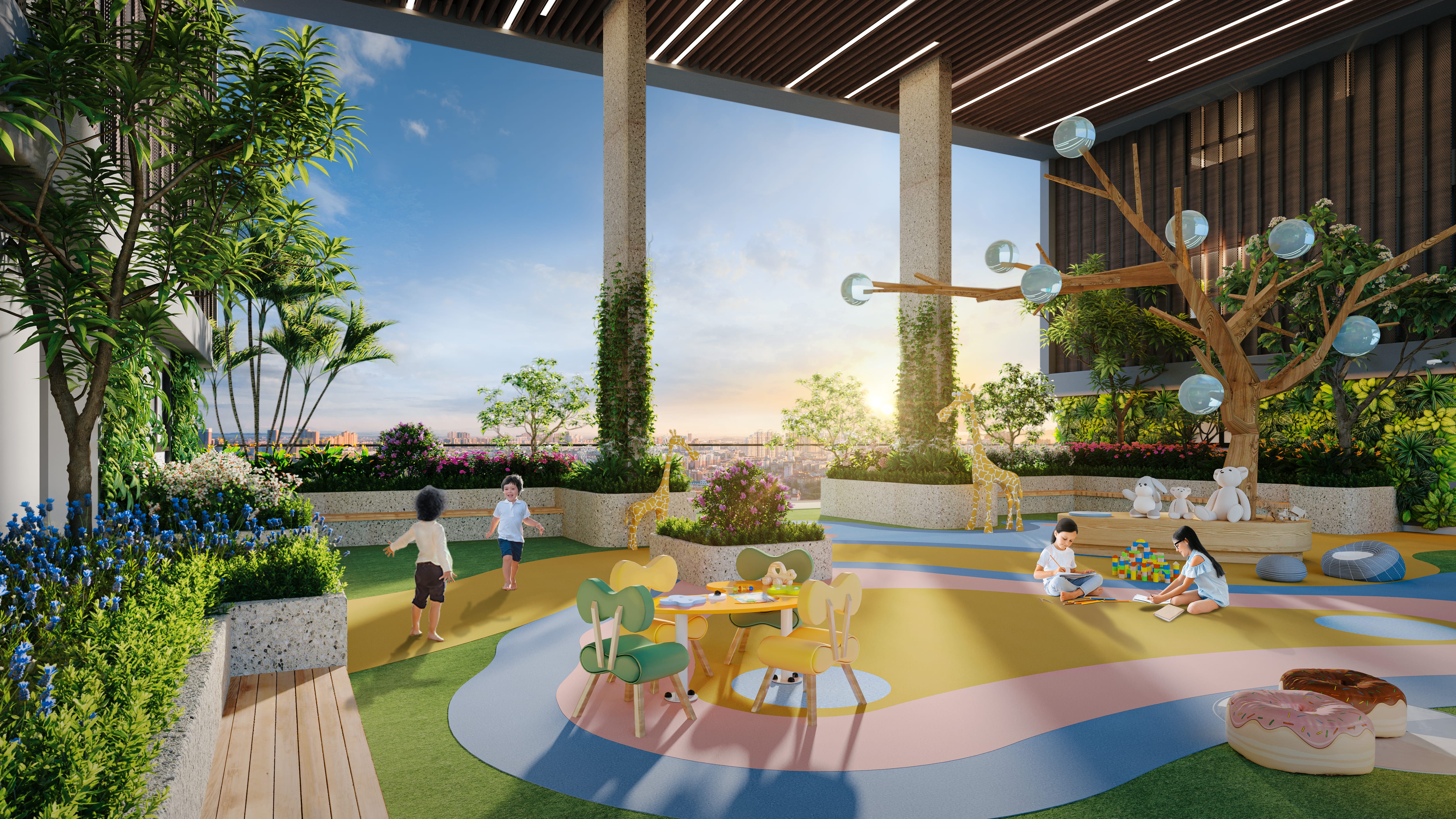 The playground with natural air benefits the holistic development of young children.