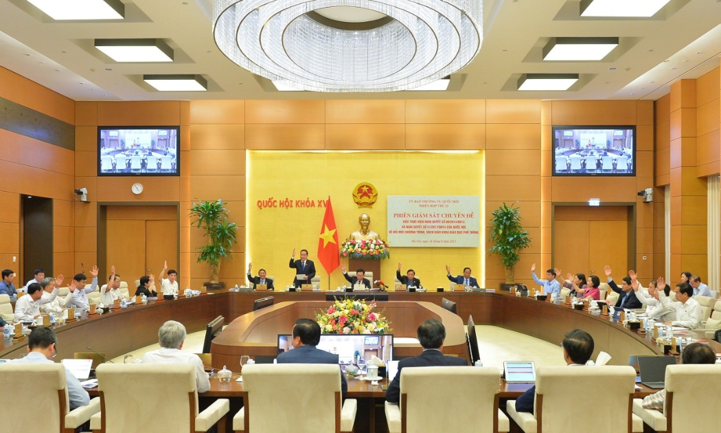Phiên họp thứ 25 của Uỷ ban Thường vụ Quốc hội chiều ngày 14/8/2023.