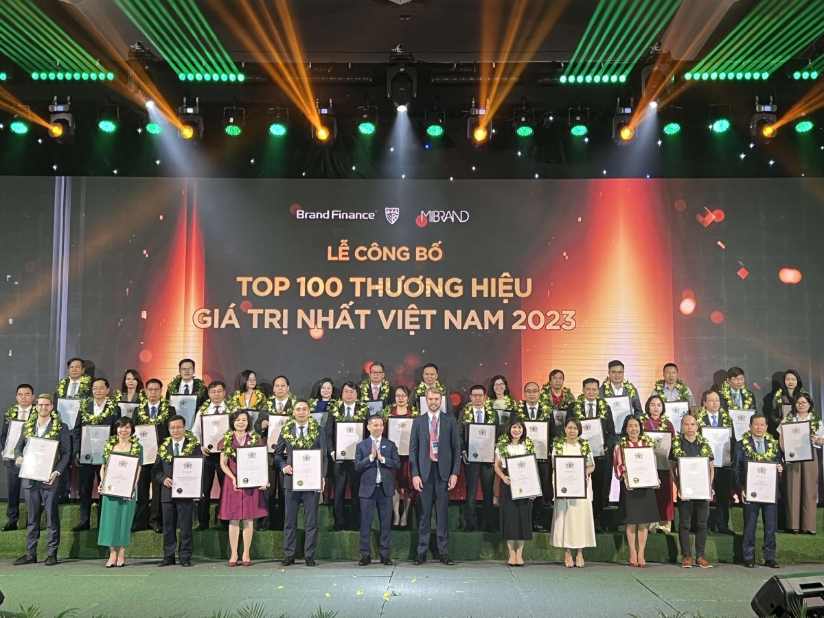 Các doanh nghiệp đạt chứng nhận thương hiệu giá trị nhất Việt Nam 2023 . (Ảnh: N.T).