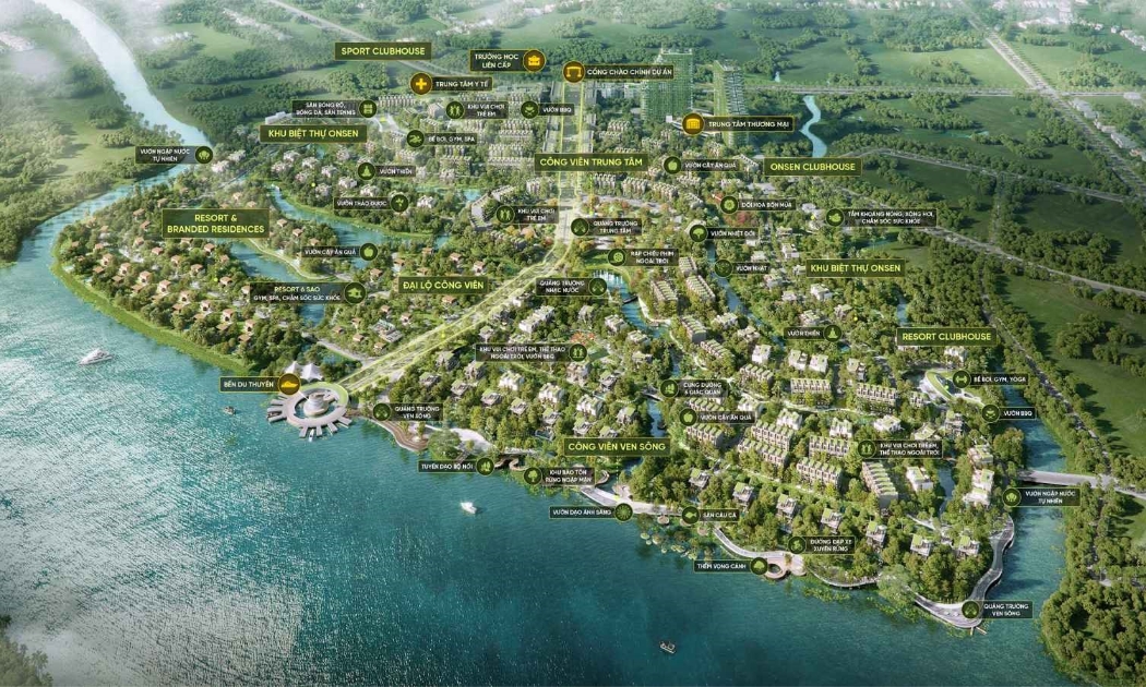 Ecovillage Saigon River nằm ở phía đông Sài Gòn, cách nhà thờ Đức Bà 18 km.